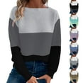 thumbnail image 1 of Ashirexll Winter Sweaters for Women, Pullover Sweaters for Women, Women's Color Block Round Neck Long Sleeve Pullover Knit Sweater Casual Loose Fitting, 1 of 7