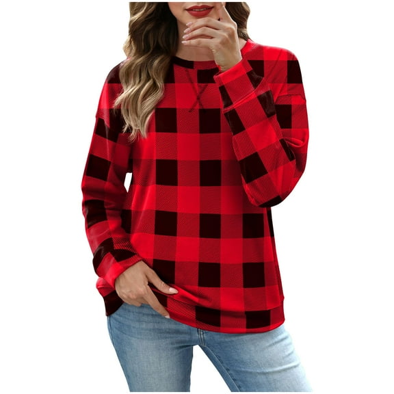Ashirexll Winter Tops for Women, Womens Long Sleeve Tops, Fashion Loose Top with Round Neck and Long Sleeve