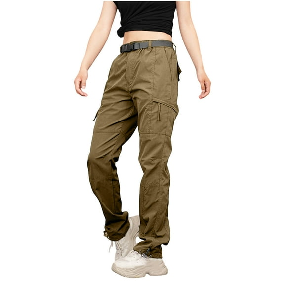 Ashirexll Winter Women Pants Casual Pants Thick Windproof Waterproof Outdoor Straight Leg Multi Bag Work Trousers