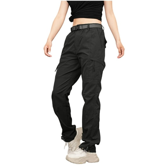 Ashirexll Winter Women Pants Casual Pants Thick Windproof Waterproof Outdoor Straight Leg Multi Bag Work Trousers