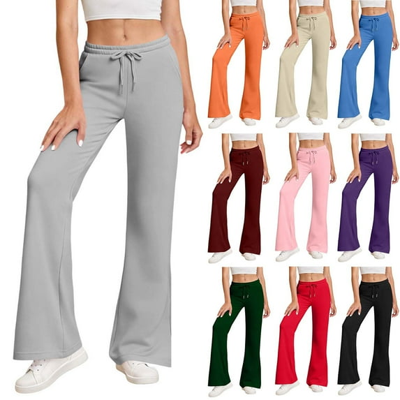 Ashirexll Winter Women Pants, Sweat Pants for Womens, High Waist Thermal Fleece Lined Trousers with Pockets Fashion Casual Solid Color for Winter