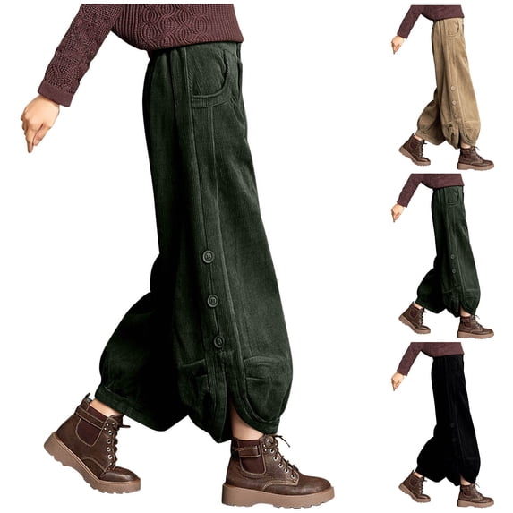 Ashirexll Winter Women Pants Wide Leg Pants Velvet Lantern Pants Loose Thick Warm Trousers Fashion Casual Comfortable Holiday Style
