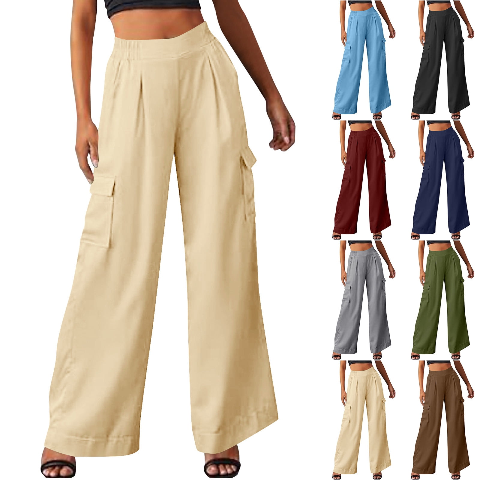 Ashirexll Winter Women Pants, Wide Leg Pants Women, Solid Suit Pants — free download