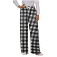 thumbnail image 1 of Ashirexll Winter Women Pants, Wide Leg Pants for Women, Checkered Printed Drawstring Side Pockets Sports Casual Loose Trousers Elastic Waistband, 1 of 5
