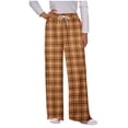 thumbnail image 1 of Ashirexll Winter Women Pants, Wide Leg Pants for Women, Checkered Printed Drawstring Side Pockets Sports Casual Loose Trousers Elastic Waistband, 1 of 5