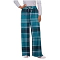 thumbnail image 1 of Ashirexll Winter Women Pants, Wide Leg Pants for Women, Fashion Checkered Printed Drawstring Side Pockets Sports Plaid Casual Loose Trousers, 1 of 5