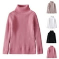 thumbnail image 1 of Ashirexll Winter and Fall Sweaters for Girls 1-13 Years Kids High Neck Lapel Knit Sweater Casual Fashion Solid Color Base Layer Tops, 1 of 3