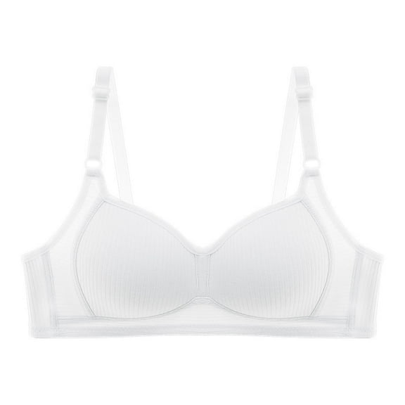 Ashirexll Wireless Bras for Women, Seamless Bras for Women, Women's Summer Solid Color Gathering Comfortable Breathable Wireless Lightweight Bras White L