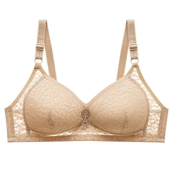 Ashirexll Wireless Bras for Women Seamless Ultra-Thin Lightweight Print Gathering Posture Support Breathable Comfortable Soft Bralettes Beige 38