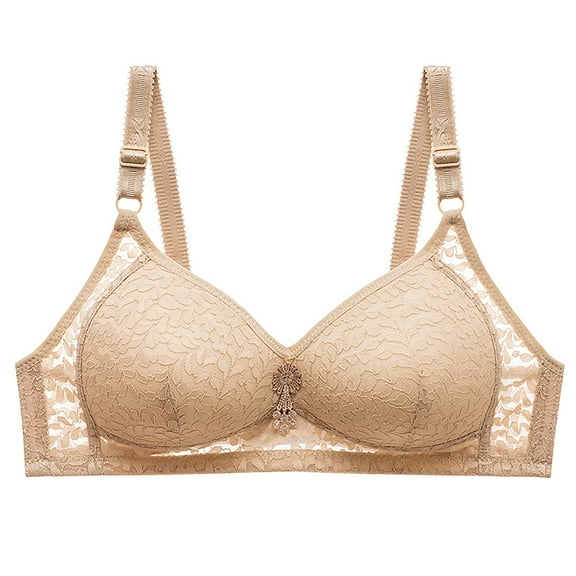 Ashirexll Wireless Bras for Women Seamless Ultra-Thin Lightweight Print Gathering Posture Support Breathable Comfortable Soft Bralettes Beige 38