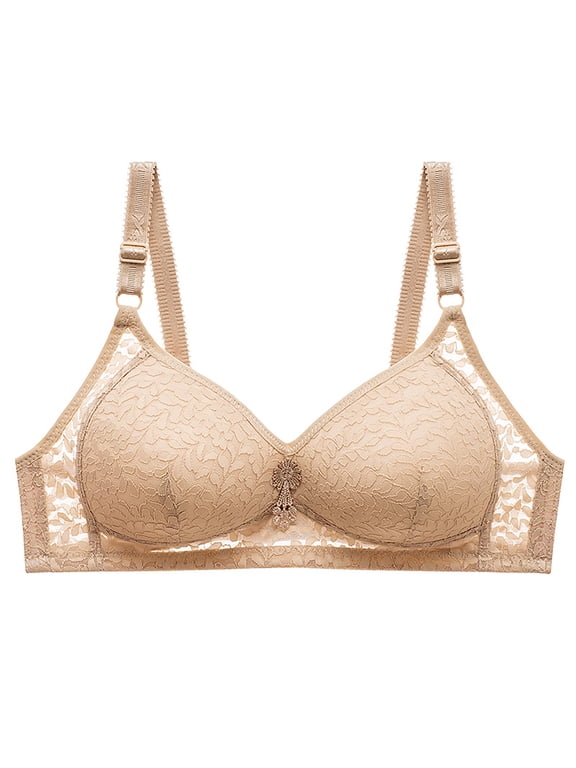 Wireless Bras for Women Seamless Ultra-Thin Lightweight Print Gathering Posture Support Breathable Comfortable Soft Bralettes Beige 38