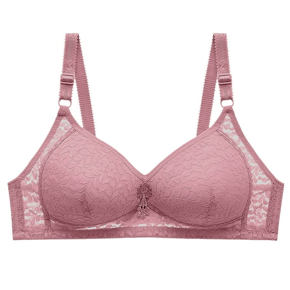 Ashirexll Wireless Bras for Women Seamless Ultra-Thin Lightweight Print Gathering Posture Support Breathable Comfortable Soft Bralettes Pink 38