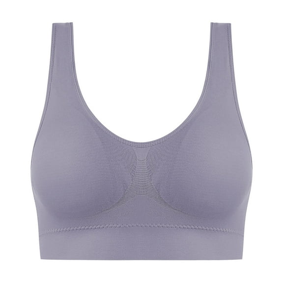 Ashirexll Wireless Push up Bra, Racerback Bras for Women, Plus Size Solid Color Traceless Breathable Comfortable Soft Bras Gray XL
