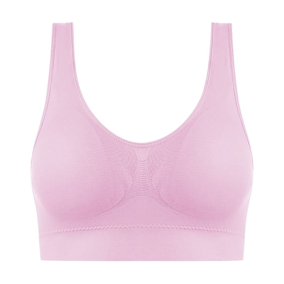 Ashirexll Wireless Push up Bra, Racerback Bras for Women, Plus Size Solid Color Traceless Breathable Comfortable Soft Bras Pink L