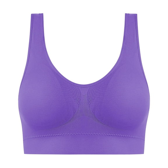 Ashirexll Wireless Push up Bra, Racerback Bras for Women, Plus Size Solid Color Traceless Breathable Comfortable Soft Bras Purple M