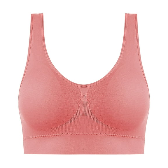 Ashirexll Wireless Push up Bra, Racerback Bras for Women, Plus Size Solid Color Traceless Breathable Comfortable Soft Bras Watermelon Red XL