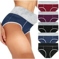 thumbnail image 1 of Ashirexll 5PC Underwear for Women Cotton High Waist Panties Full Coverage Briefs Soft Strech Ladies Breathable Panties-Multi Pack Multicolor B XXL, 1 of 8