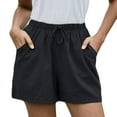 thumbnail image 1 of Ashirexll Women Casual Shorts Drawstring Comfy Elastic Waist Shorts Summer Pull On Short with Pockets Black XL, 1 of 8