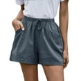 thumbnail image 1 of Ashirexll Women Casual Shorts Drawstring Comfy Elastic Waist Shorts Summer Pull On Short with Pockets Dark Gray S, 1 of 8