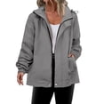 thumbnail image 1 of Ashirexll Women Fall Coats, Jackets for Women Trendy, Solid Color Outdoor Waterproof Sport Running Long Sleeve Hooded, 1 of 7