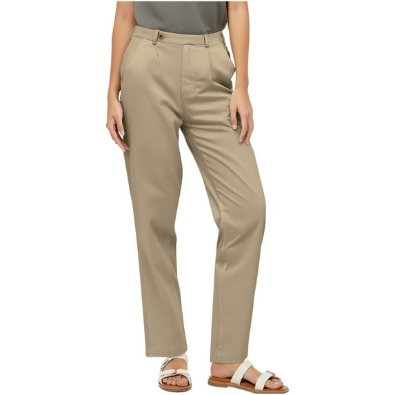 Ashirexll Women Winter Pants, Women Cargo Pants, Solid Color Straight Leg Work Pants with Button Pocket Fashion Casual Office Wear