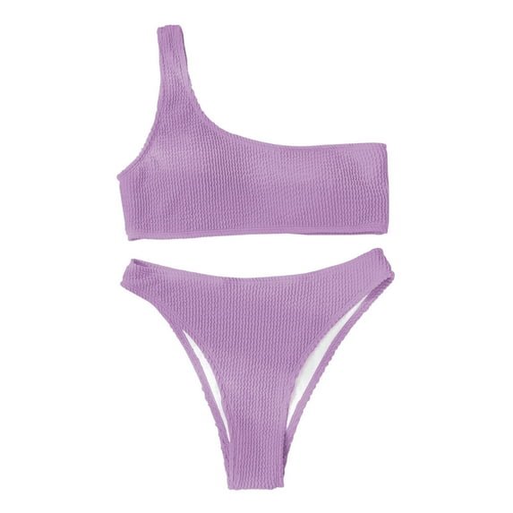 Ashirexll Women's Bikini Swimsuits Solid Two Piece Push Up Pad Bikinis Beachwear Set Fashion Casual Summer Swimwear