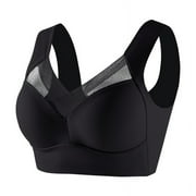 Ashirexll Womens Bras Full Coverage Lace Vest Underwear T Shirt Bra Wire Free Everyday Bra Black A XL