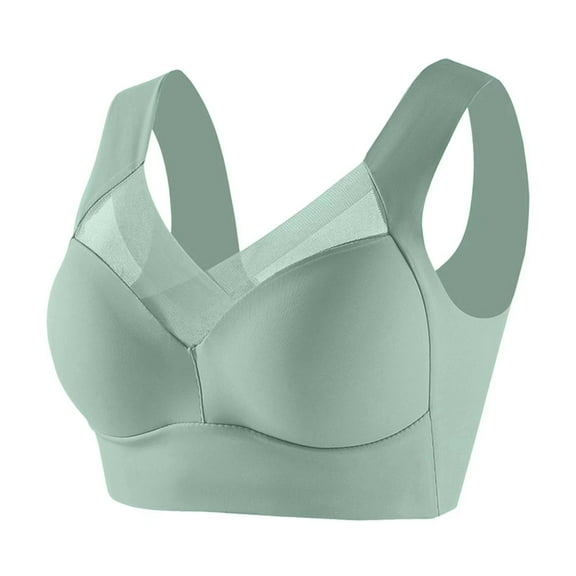 Ashirexll Women's Bras Full Coverage Lace Vest Underwear T Shirt Bra Wire Free Everyday Bra Green L