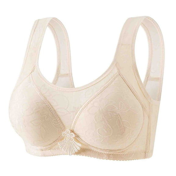 Ashirexll Women's Bras No Underwire, Full Coverage Solid Color Breathable Soft Lightweight Bra Underwear No Rims Yellow XL