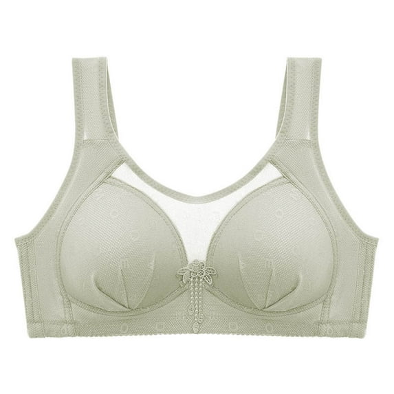 Ashirexll Women's Bras, Wireless Bras for Women, Plus Size Everyday Bras, Woman's E Cup Flower Embroidery Thin Style Ventilate Bra Steel Rim