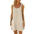 thumbnail image 1 of Ashirexll Women's Casual Dresses, Sundresses for Women, Beach Dress Bikini Beachwear Coverups Casual Vacation Short Summer Dresses Beige XXL, 1 of 5