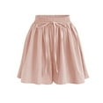 thumbnail image 1 of Ashirexll Women's Elastic Waist Casual Comfy Cotton Beach Shorts with Drawstring Pink 4XL, 1 of 5