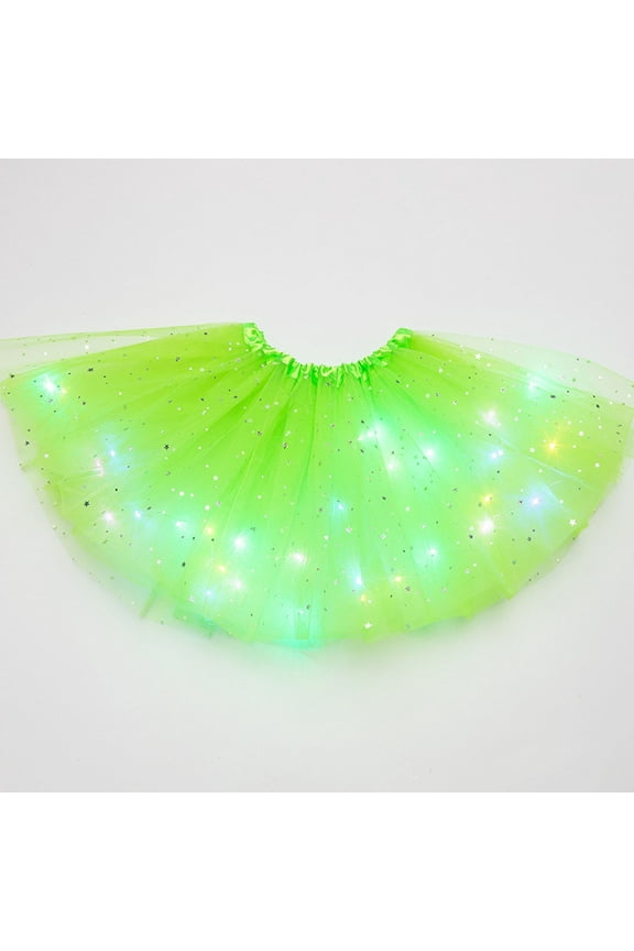 Ashirexll Women's LED Tutu Skirts Ballet Dance Tutu Skirt Light Up Skirts Sparkly Party Costume Mint Green