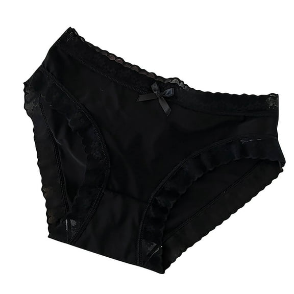 Ashirexll Women's Panties Clearance Sale! Seamless Cotton Underwear for Women, Comfortable Solid Women's Fashion Medium Waist Briefs Black A M