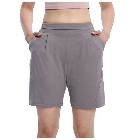 Ashirexll Women's Shorts Clearance! Athletic Shorts for Women, Fashion Casual Daily Solid Casual Outing Casual Shorts Pants Gray A L