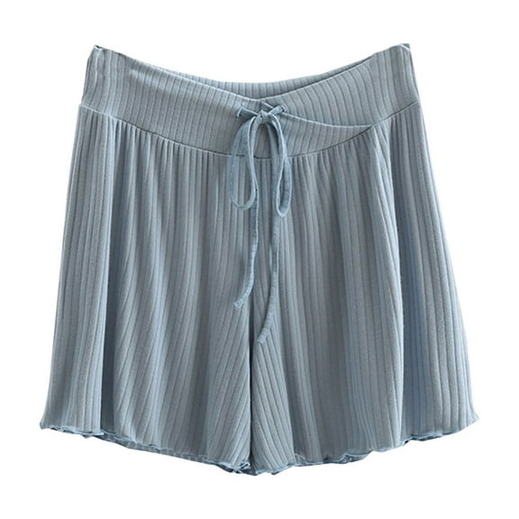 Ashirexll Women's Shorts Clearance! Summer Shorts for Women, Elastic Waist Summer Solid Casual with Outing Bandage Shorts Pants Blue XXL