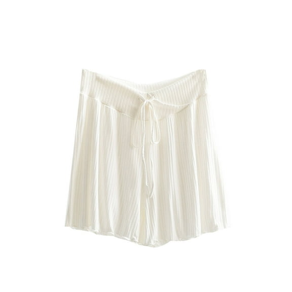 Ashirexll Women's Shorts Clearance! Summer Shorts for Women, Elastic Waist Summer Solid Casual with Outing Bandage Shorts Pants White M