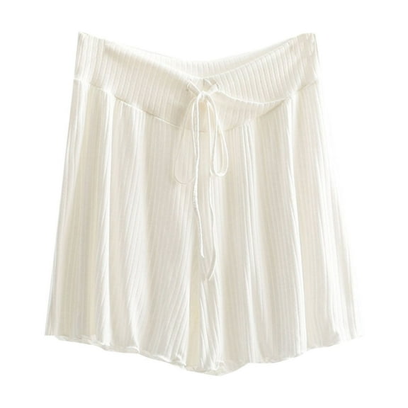 Ashirexll Women's Shorts Clearance! Summer Shorts for Women, Elastic Waist Summer Solid Casual with Outing Bandage Shorts Pants White XXL