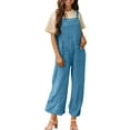 thumbnail image 1 of Ashirexll Women's Sleeveless Plus Size Overalls Jumpsuit Casual Loose Long Pant Jumpsuits with Pockets Light Blue L, 1 of 4