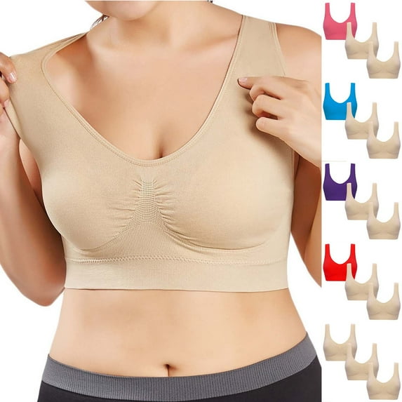 Ashirexll Women's Bras no Underwire Sports Bras for Women Large Bust Fashion Women's Solid Color Seamless Back Yoga Bra Shaping and Breast Collection Cingerie Sports Bras