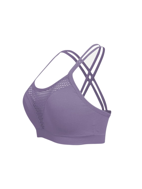 Women's Sports Bras, Sports Bras for Women Large Bust, Women's Fashion Solid Color Sports Bra Thin Belt Shockproof Underwear