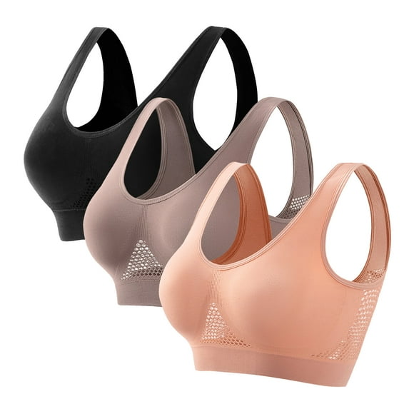 Ashirexll Women's Sports Bras, Sports Bras for Women Large Bust, 3PC Women Sports Bra without Support Yoga Running Underwears