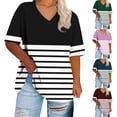 thumbnail image 1 of Ashirexll Women's Summer Tops Short Sleeve Shirts for Women Casual Printed Short Sleeve T-shirt V-Neck T-shirt Home Blouses, 1 of 4