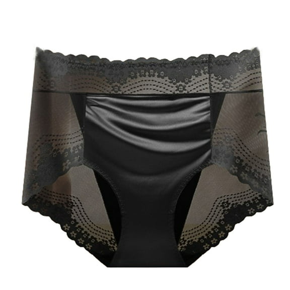 Ashirexll Women's Underwear Clearance Sale! Plus Size High Waist Tummy Butt Lifting Solid Color Lace Breathable Underwear Briefs Black XXL