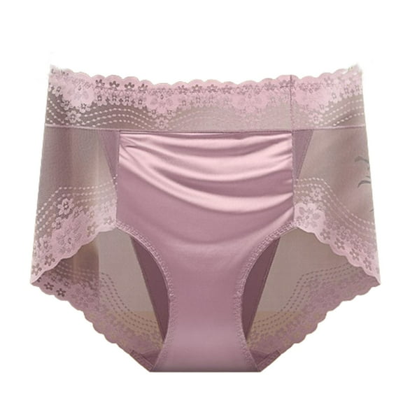 Ashirexll Women's Underwear Clearance Sale! Plus Size High Waist Tummy Butt Lifting Solid Color Lace Breathable Underwear Briefs Pink A XXL