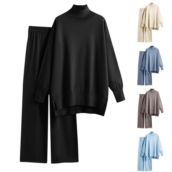 Ashirexll Womens 2 Piece Outfits, Womens Winter Sets, Fashion Casual Color Oversized Sleeve Top and Pants 2 Piece Comfortable Sweatsuit
