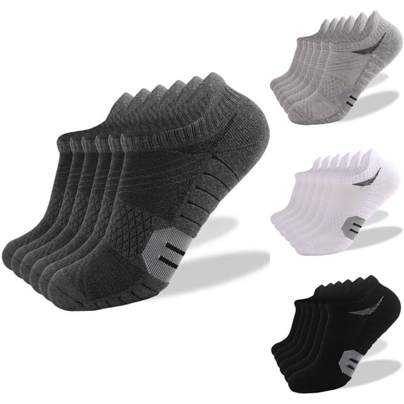 Ashirexll Womens Ankle Socks, Fuzzy Socks for Women, 6 Pairs Thick Running Sweat Absorbent Non Slip Sports