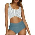 thumbnail image 1 of Ashirexll Womens Bathing Suits Oversized Sleeveless Bikini With Neck Belly V Neck Swimwear, 1 of 7