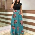 thumbnail image 1 of Ashirexll Womens Boho Summer Dress Short Sleeve Floral Boho Print Long Dress Casual Maxi Sun Dresses Mint Green L, 1 of 6