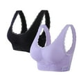 thumbnail image 1 of Ashirexll Womens Bra, Sexy Bras for Women, Full-Freedom Comfort Front Closure Bra for Women, Wireless 2PC Purple C XXL, 1 of 7